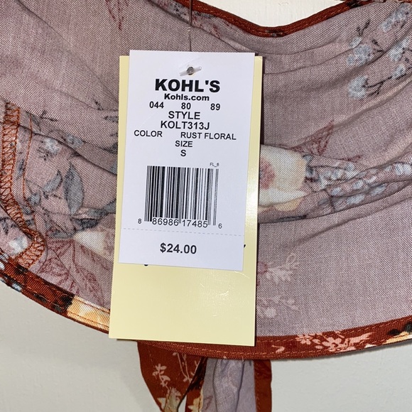 Dust Orange Tube Top with Flowers - Picture 3 of 3